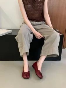 Comode scarpe basse stile dolce coreano con grazioso fiocco e punta divisa ballerine per voi