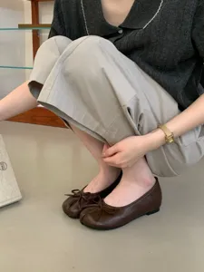 Scarpe basse stile coreano dolce fiocco punta divisa donna ballerine suola morbida