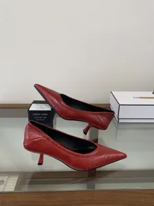 Red pointed toe kitten heels women elegant professional dress shoes autumn new fashion