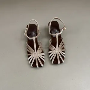 Women's velvet heeled Roman sandals summer braided multi-strap dress fashion shoes
