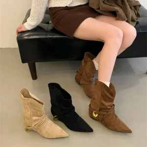 Donne punta a spillo stivaletti slouchy autunno inverno casual stivali western moda