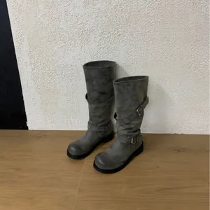 Bottes longues western femme talon épais bottes slouchy mode automne chaussures chic