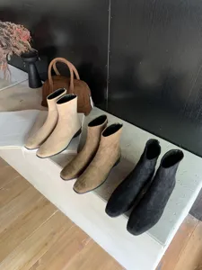 Femmes carrée bout épais talon bottines automne nouvelle mode chaussures courtes