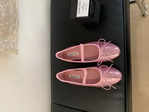 Pink sequin bow Mary Jane flat shoes elegant ballet flats women casual footwear new style