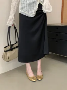 French sequin bow Mary Jane flat shoes for women, elegant shallow-mouth ballet shoes.