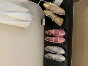 Detailed view of the 2026 French sequin bow Mary Jane flat shoes, elegant ballet low-cut single shoes.