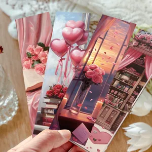 Valentinstag romantische Lesezeichen Set, rosa Blumen Kunst Lesezeichen zum Lesen Geschenk
