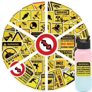 Funny warning stickers aesthetic waterproof yellow decals for water bottles laptop luggage case