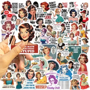 50Pcs Vintage Women Quote Stickers Waterproof Vinyl Decals for Laptop Water Bottle Phone