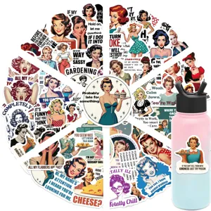 50pcs retro women quotes waterproof stickers for water bottle laptop ipad DIY decorative decals