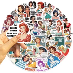 50pcs retro women quotes stickers waterproof vinyl DIY decals for laptop phone luggage cup