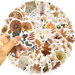 Pegatinas vintage de flores y hojas secas para diario scrapbooking DIY decoracion arte