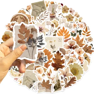 Set de pegatinas botánicas vintage para scrapbooking diario suministros hojas flores