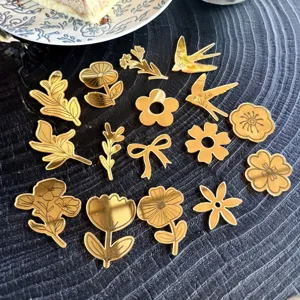 Set topper cupcake in acrilico specchio oro, fiori rondine fiocco decorazioni dessert