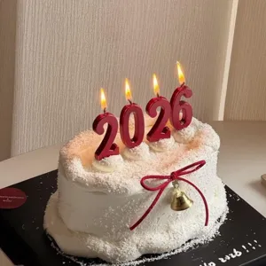 2026 number candles cake topper red digital candle new year party celebration decor