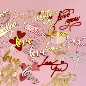 Ensemble de topper de gâteau coeur amour en acrylique pour décoration de Saint Valentin.