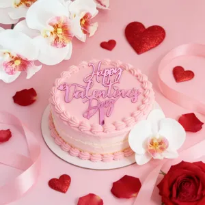 Rose acrylique Happy Valentines Day decoration de gateau pour une fete romantique.