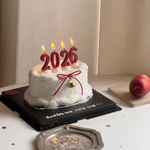 2026 number candle cake topper red candle New Year cake decoration party supplies