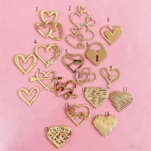 Set de topper de gâteau coeur en acrylique doré, décoration de dessert amour effet miroir.