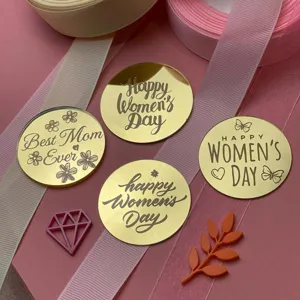 Gold acrylic Women's Day cake topper set, best mom ever cupcake decoration details