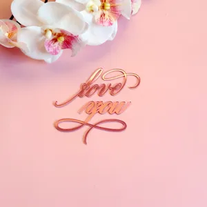 Décoration de gâteau love you en acrylique miroir or rose fête mariage romantique