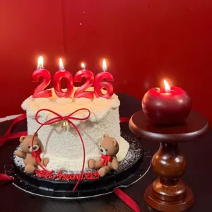 2026 number candles cake topper red decorative candles for new year party celebration cake decor