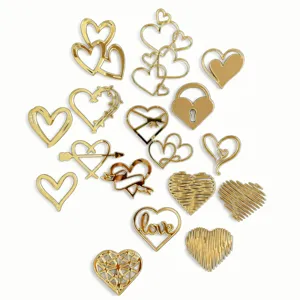 Ensemble de cake toppers cœur en acrylique doré pour décoration de fête Saint-Valentin