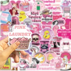 Waterdichte roze schattige en grappige esthetische stickers pack voor telefoonhoesje laptop