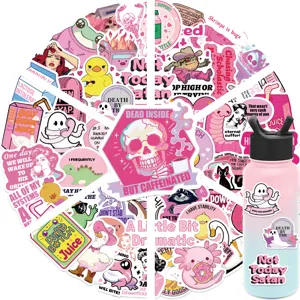 50 stuks roze grappige stickers esthetische schattige waterdichte stickers voor bekers laptop