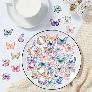 Imperméables autocollants de papillon et fleurs pour journal intime téléphone déco