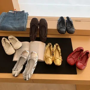Dames Vintage Strik Ronde Neus Platte Balletsschoenen Casual Comfortabele Schoenen