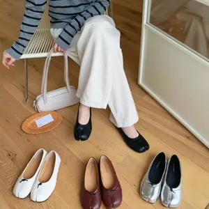 French split toe flat ballet shoes for women, stylish slip on lifestyle detail display.