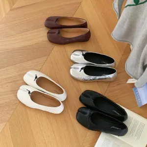 French split-toe ballet flats casual slip-on flat shoes comfortable daily footwear for women