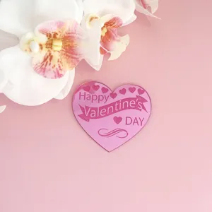 Décoration de gâteau en acrylique rose avec cœur et Saint-Valentin, idéale pour fête