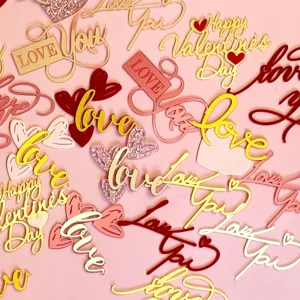 Décoration de Gâteau Acrylique Saint Valentin Amour Cœur Cupcake Topper Fête Déco