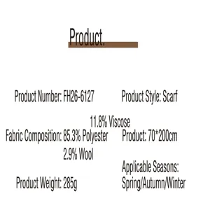 Morandi wool scarf detail parameter chart, warm long shawl, autumn winter fashion choice.