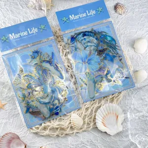Marine life gold foil PET stickers transparent waterproof DIY journal decorative decal detail view
