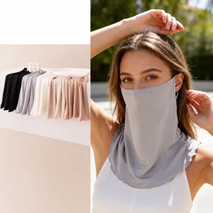 Mulberry Silk Sun Protection Face Mask Breathable Anti UV Half Face Neck Cover Outdoor Cycling Mask For Women
