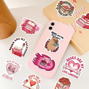 Valentine Bookish Stickers Set Waterproof Aesthetic Reading Decals for Journal Phone