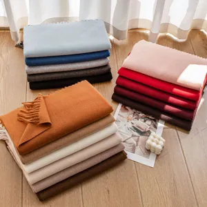 Morandi Farben Damen Wollschal, Herbst Winter warmer langer Fransen Schal, gemütliches Tuch.