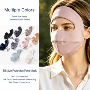 Maschera Parasole Viso in Seta di Gelso Traspirante Copertura Totale Protezione UV Antivento per Donne all'Aperto