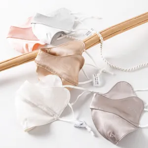 Premium silk face mask for women and men, breathable 3D contour design with adjustable straps.
