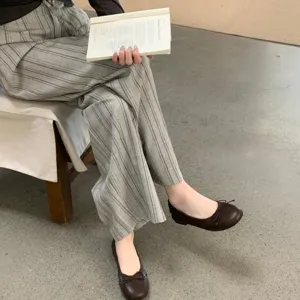 Retro ronde neus platte ballerina's voor dames, veelzijdige comfortabele casual schoenen.