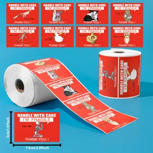 Rollos de pegatinas de advertencia frágiles con memes divertidos, tamaño de 5x7.6cm