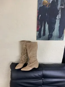 Women's pointed toe mid-calf slouchy boots fashion casual western cowboy footwear new.