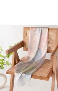 Luxury 100% mulberry silk printed scarf, elegant women shawl and neckerchief accessory.