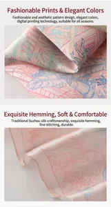 Mulberry silk scarf detail view, elegant tropical foliage print, soft lightweight women shawl.
