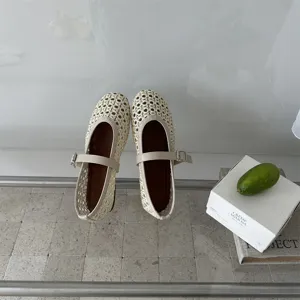 Scarpe basse intrecciate cave e traspiranti con fibbia, comode calzature casual da donna autunno.