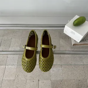 Scarpe donna verdi cave traspiranti autunno nuove scarpe basse con fibbia mary jane