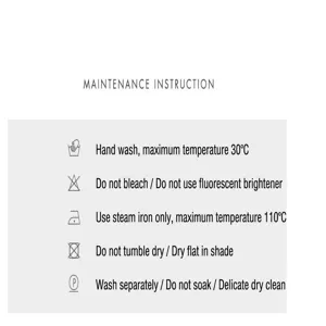 Detailed cashmere scarf care instructions showing professional washing and maintenance guidelines.